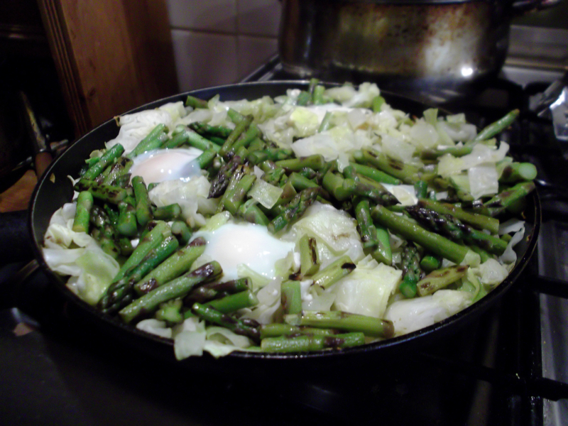 Orange wine  baked asparagus and risotto 003