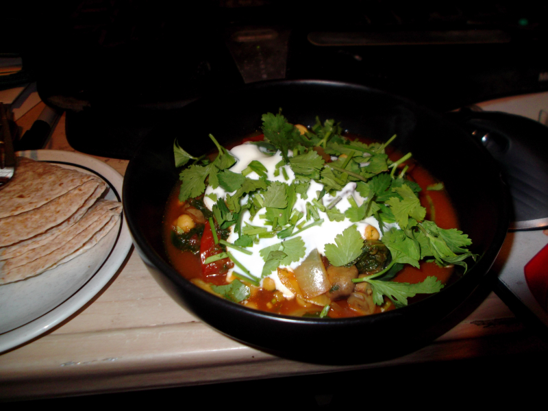 Mushroom. chickpea and spinach